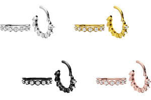 Eingefasste Kristalle Conch Clicker Ring piercinginspiration®