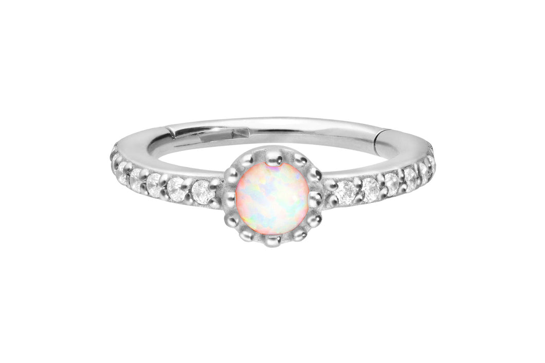 Multiple Eingefasste Kristalle Opal Clicker Ring piercinginspiration®