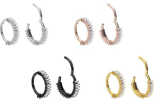 Clicker Ring Eingefasste Multiple Baguette Kristalle piercinginspiration®