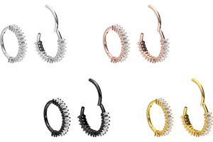 Clicker Ring Eingefasste Multiple Baguette Kristalle piercinginspiration®