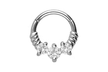 Upload the image to the Gallery Viewer, 3 Crystals Clicker Ring Rotated piercinginspiration®