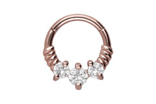 Upload the image to the Gallery Viewer, 3 Crystals Clicker Ring Rotated piercinginspiration®