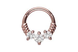 3 Crystals Clicker Ring Twisted piercinginspiration®