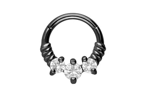 3 Crystals Clicker Ring Twisted piercinginspiration®