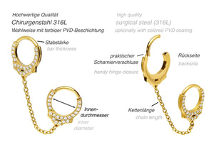 Industrial Handschellen Kristalle Clicker Ring piercinginspiration®