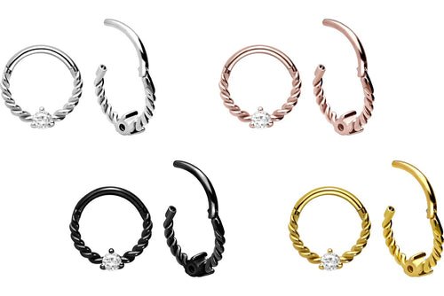 Gedreht Kristall Clicker Ring piercinginspiration®