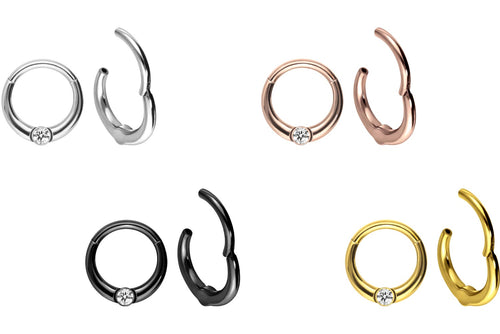 Eingefasster Kugel Kristall Clicker Ring piercinginspiration®
