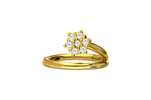 Clicker Ring 7 Kristalle Blume Conch piercinginspiration®