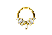 Load the picture into the gallery viewer, Multi Baguette Crystals Clicker Ring piercinginspiration®