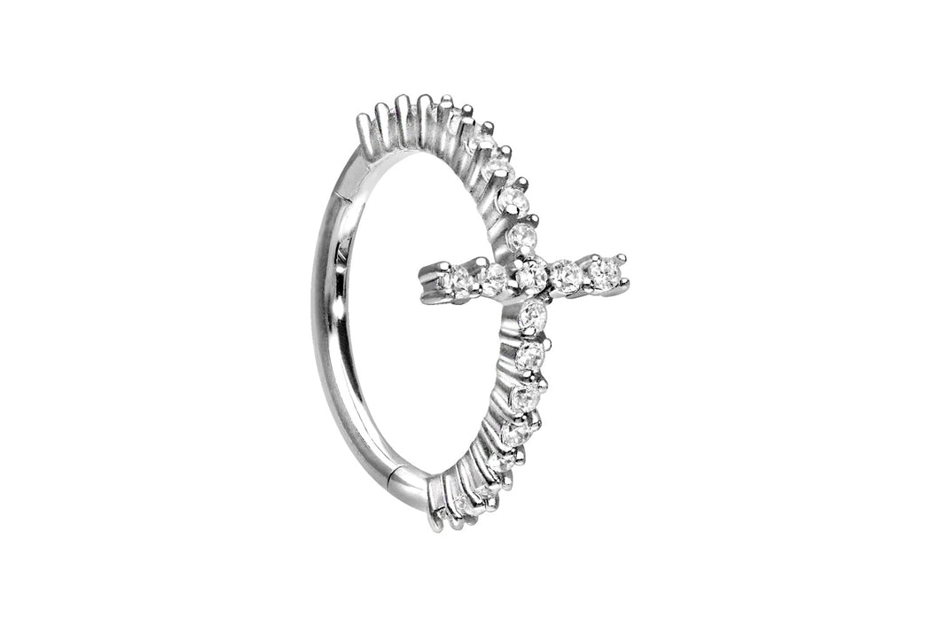 Kreuz Clicker Ring Multiple Kristalle Segmentring piercinginspiration®