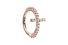 Load the image into the gallery viewer, Cross Clicker Ring Multiple Crystals Segment Ring piercinginspiration®