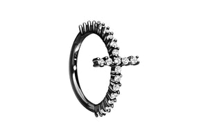 Cross Clicker Ring Multiple Crystals Segment Ring piercinginspiration®