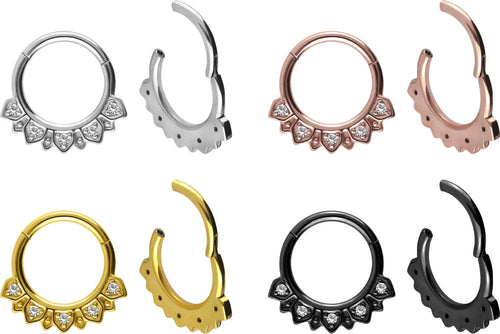 Oriental Blatt Kristall Clicker Ring piercinginspiration®