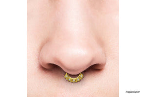 Oriental leaf crystal clicker ring piercinginspiration®