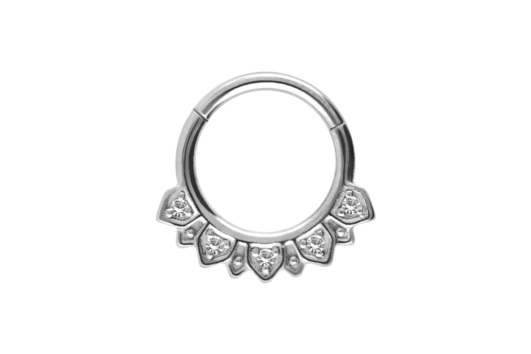 Oriental Blatt Kristall Clicker Ring piercinginspiration®