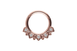 Oriental leaf crystal clicker ring piercinginspiration®