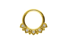 Sube la imagen al visor de la galería, Oriental Leaf Crystal Clicker Ring piercinginspiration®