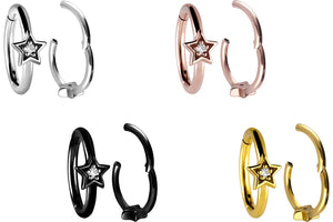 Clicker ring crystal star piercinginspiration®