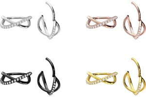 Clicker Ring Unendlichkeit Eingefasste Multiple Baguette Kristalle piercinginspiration®