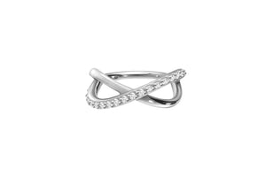 Clicker Ring Unendlichkeit Eingefasste Multiple Baguette Kristalle piercinginspiration®