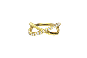 Clicker ring infinity set in multiple baguette crystals piercinginspiration®