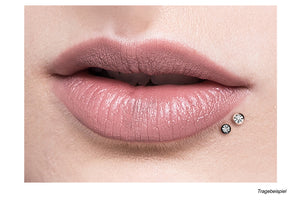 Piercing de oreja de disco plano con rosca femenina de titanio Mini Crystal Round Labret piercinginspiration®