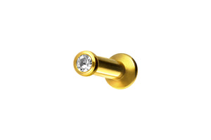 Titanium Mini Crystal Round Labret Female Thread Flat Disc Ear Piercing piercinginspiration®