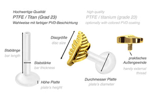 PTFE Sheet Titanium Internally Threaded Labret Ear Piercing piercinginspiration®