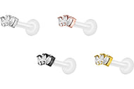 PTFE Titan 3 Kristalle Tropfen Innengewinde Labret Ohrpiercing piercinginspiration®