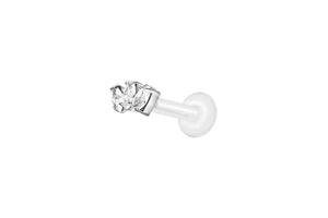 PTFE Titan 3 Kristalle Tropfen Innengewinde Labret Ohrpiercing piercinginspiration®