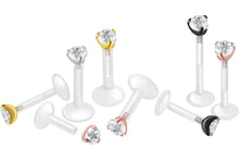 Sube la imagen al visor de la galería, PTFE Titanium Set In Crystal Round Labret Ear Piercing piercinginspiration®