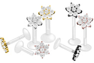 PTFE Blume Titan Innengewinde Labret Kristallblume Ohrpiercing piercinginspiration®