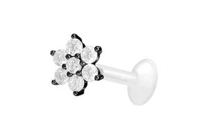 Piercing de oreja de flor de cristal de labret de hilo interno de titanio con flor de PTFE piercinginspiration®