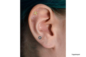 PTFE Titanium Lotus Flower 5 Crystals Square Internally Threaded Labret Ear Piercing piercinginspiration®