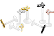 Titan PTFE Innengewinde Labret Kristalle Kreuz Barbell Ohrpiercing piercinginspiration®