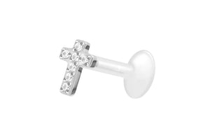 Titan PTFE Innengewinde Labret Kristalle Kreuz Barbell Ohrpiercing piercinginspiration®