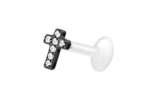 Titan PTFE Innengewinde Labret Kristalle Kreuz Barbell Ohrpiercing piercinginspiration®