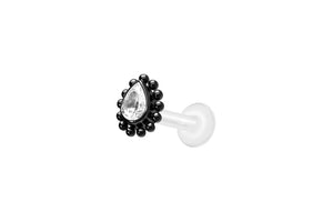 Titanium PTFE balls drop crystal internal thread labret ear piercing piercinginspiration®