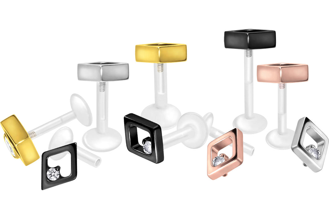 PTFE Titan Innengewinde Labret Kristall Raute Barbell Innengewinde Ohrpiercing piercinginspiration®