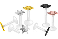 PTFE Titan Innengewinde Labret Schneeflocke Barbell Innengewinde Ohrpiercing piercinginspiration®