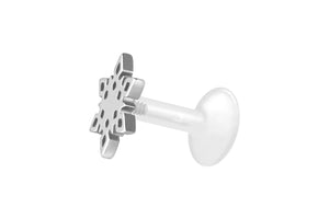 PTFE Titanium Internally Threaded Labret Snowflake Barbell Internally Threaded Ear Piercing piercinginspiration®