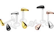 PTFE Titan Tropfen Innengewinde Labret Kristall Barbell Innengewinde Ohrpiercing piercinginspiration®