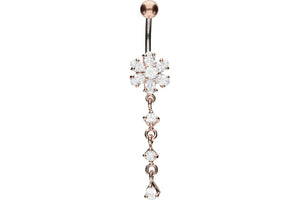 Titanium Crystal Flower Pendant Crystals 925 Sterling Silver Navel Piercing Barbell piercinginspiration®