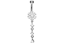 Upload the picture into the gallery viewer, Titanium Crystal Flower Pendant Crystals 925 Sterling Silver Navel Piercing Barbell piercinginspiration®