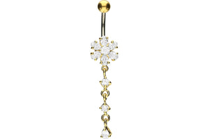 Titanium Crystal Flower Pendant Crystals 925 Sterling Silver Navel Piercing Barbell piercinginspiration®