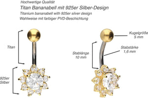 Titanium sunflower crystal navel piercing piercinginspiration®