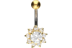 Titanium sunflower crystal navel piercing piercinginspiration®