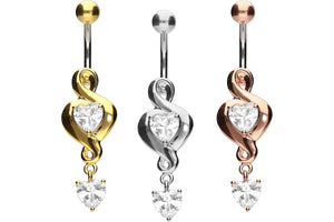 Titanio 925 Cristales de plata esterlina Infinite Love Colgante Piercing en el ombligo Barbell piercinginspiration®