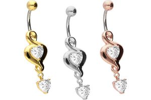 Titanium 925 Sterling Silver Crystals Infinite Love Pendant Navel Piercing Barbell piercinginspiration®