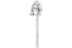 Piercing en el ombligo con colgante de cristales de plata de ley 925 de titanio piercinginspiration®